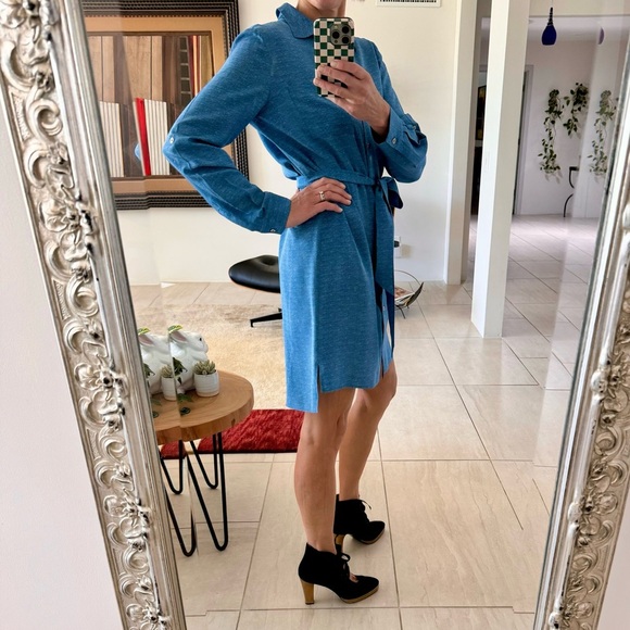 Diane Von Fürstenberg DVF Silk Knee Length Belted Shirt Dress Size 8 - Picture 3 of 11